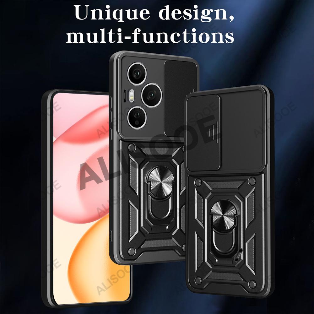 Hülle für Honor 400 Pro (Global) Hülle Schiebe-Kameraobjektiv Ringständer Halter Stoßfeste Handyhülle für Honor 400 Pro 5G Capa