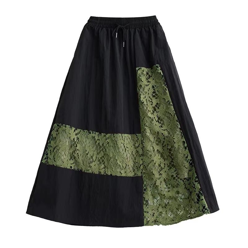 

XITAO Свободная кружевная лоскутная юбка Темпераментная повседневная новая женская WLD20149 One Size чёрный