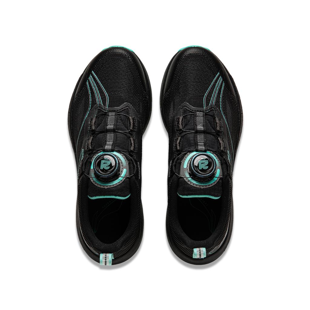 Li Ning Kinder Logo Buchstaben Rebound Atmungsaktiv Low Top Laufschuhe Kinder Laufschuhe Schwarz YKFU058-9