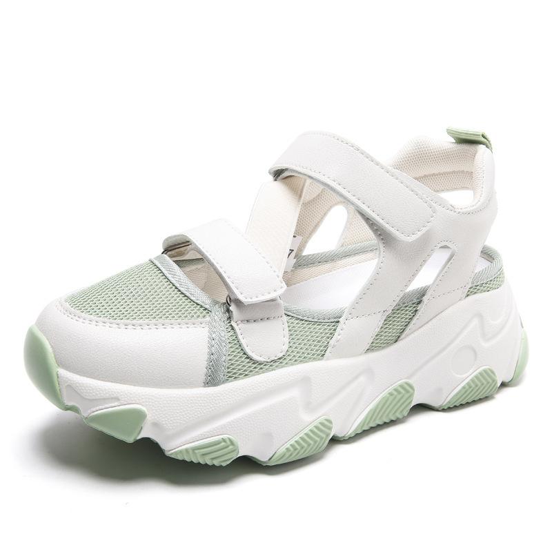 

Новая спортивная и повседневная дышащая обувь на липучках, кроссовки для папы, женские новые толстые подошвы увеличивают рост 40 бежевый