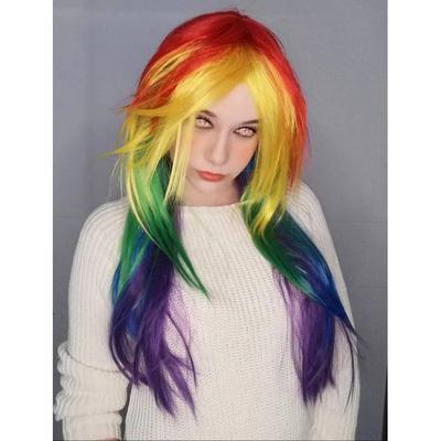 Synthetic Hair Women's Cosplay My Little Pony Rainbow Dash Multi Color Heat Resistant Party Wig