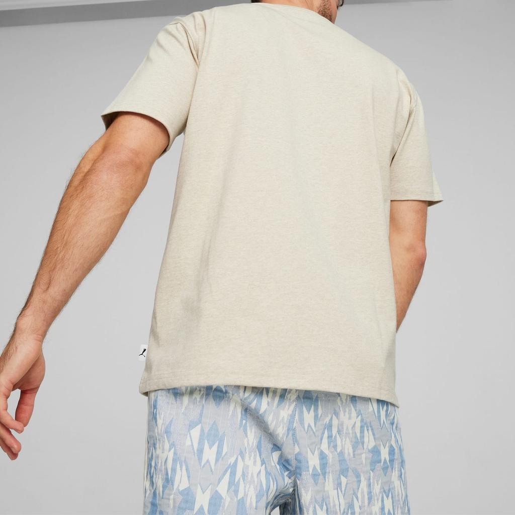 Puma Mmq Solid Color Crew Neck Pullover Casual Short Sleeve T-Shirt Men Tops Oatmeal 624009-84