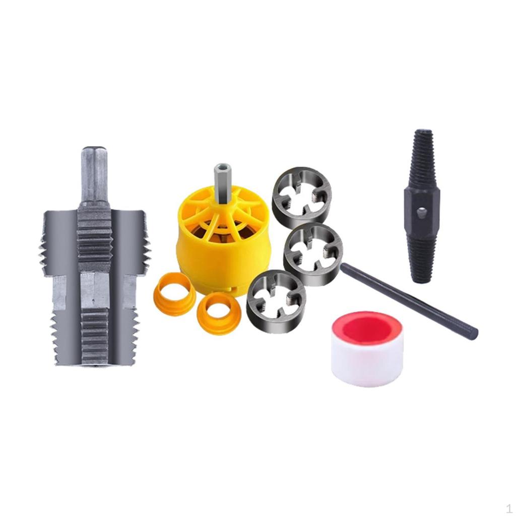 Set filetare țevi pentru PVC cu filiere rotunde în 1/2in, 3/4in și 1in