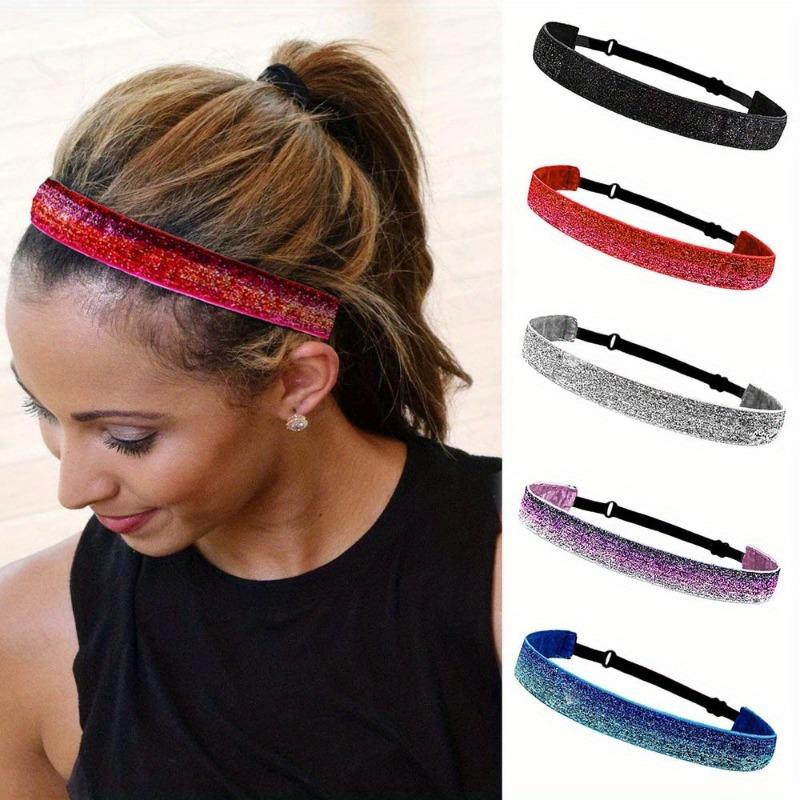5pcs Women s Flash Fashion Headband, Elastic Headband Non slip Headband, Yoga Sports Headband