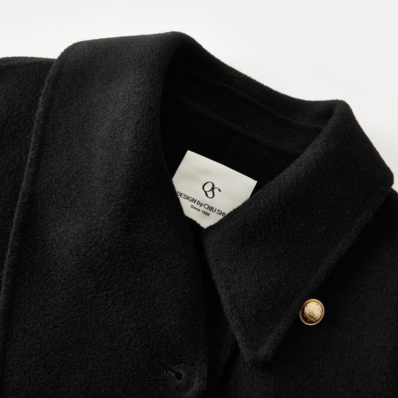 Qiusyiren Elegant 100% Merino Wool Lapel Overcoat