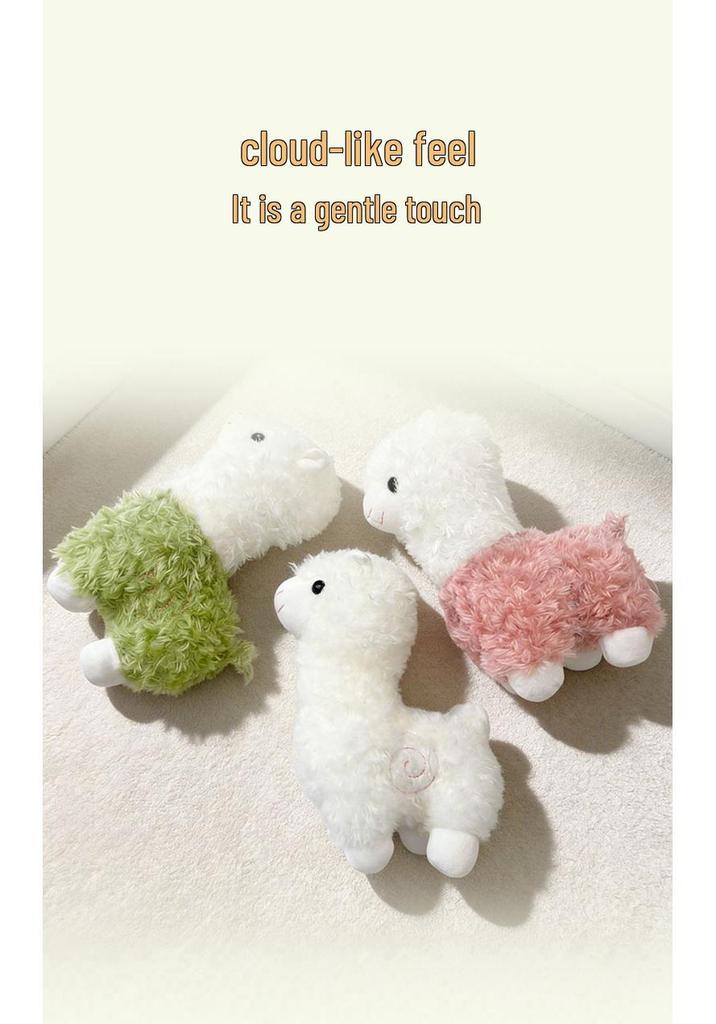 Three-Color Alpaca Plush Toy: Cute Cartoon Wool Doll for Claw Machines, Zodiac Sheep Design.