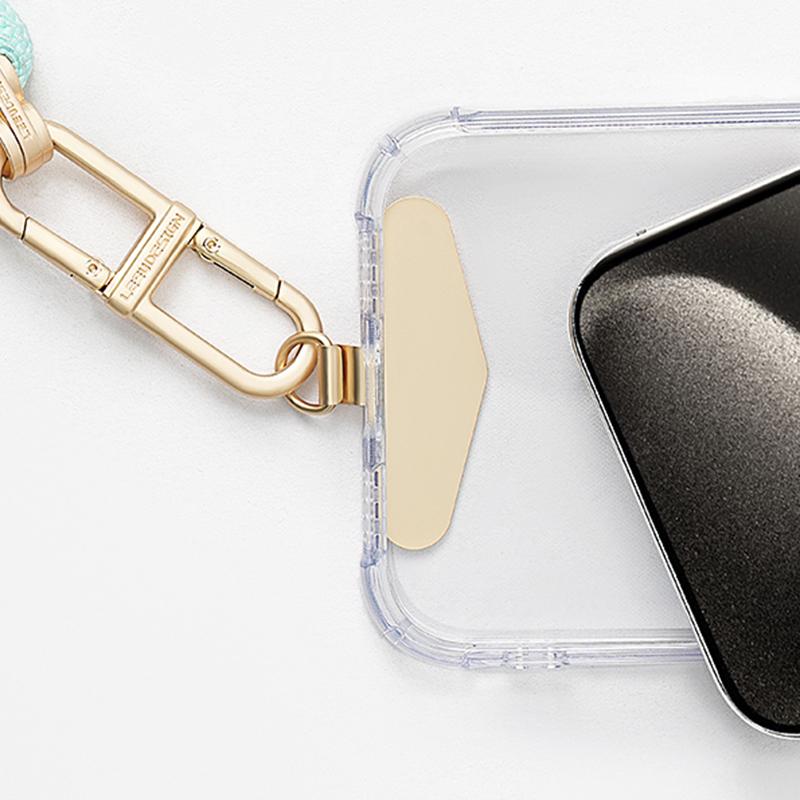 LEEU DESIGN Cordão para Celular Aba de Fixação Patch de Metal com Fivela