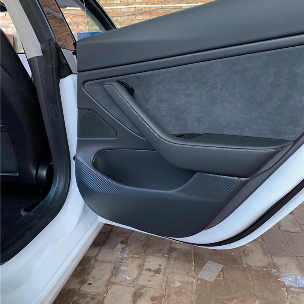 4Pcs Carbon Fiber cover Sticker Anti-Kick Pad Protector Mat For Tesla Model 3