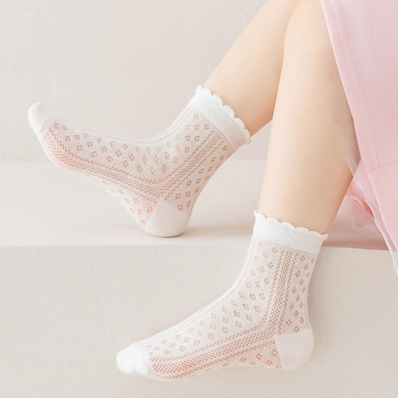 5Paare/Set Kinder Netzsocken für Mädchen Frühling Sommer Dünne Atmungsaktive Mädchensocken Süße Mode Weiß Prinzessin Spitze Socke Neu
