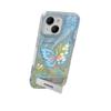 Applicable To Apple 15 Mobile Phone Case Iphone14 Blue Butterfly Stand 13pm Feather Yarn Laser IMD12 Soft Edge X