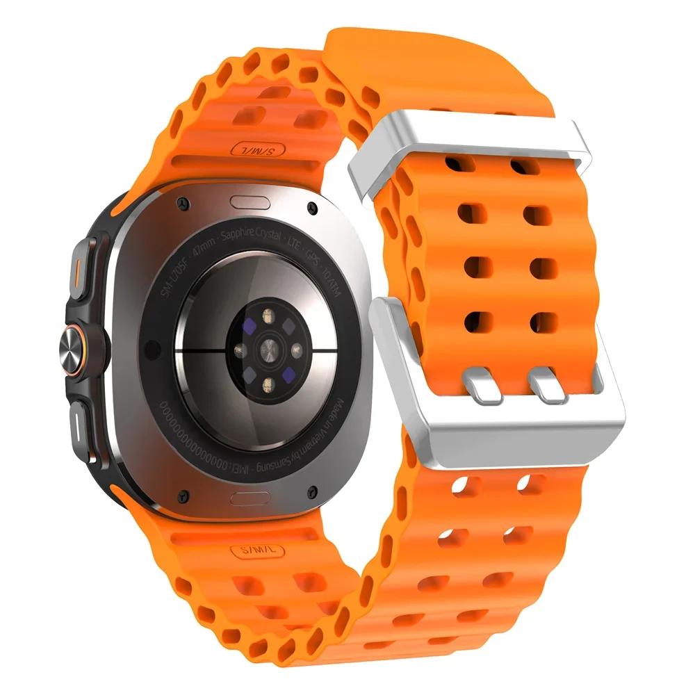 Ocean Silicone Band for Samsung Galaxy Watch 7 Ultra 47mm NO Gaps Bracelet Breathable Sport Loop Strap for SAMSUNG Watchband