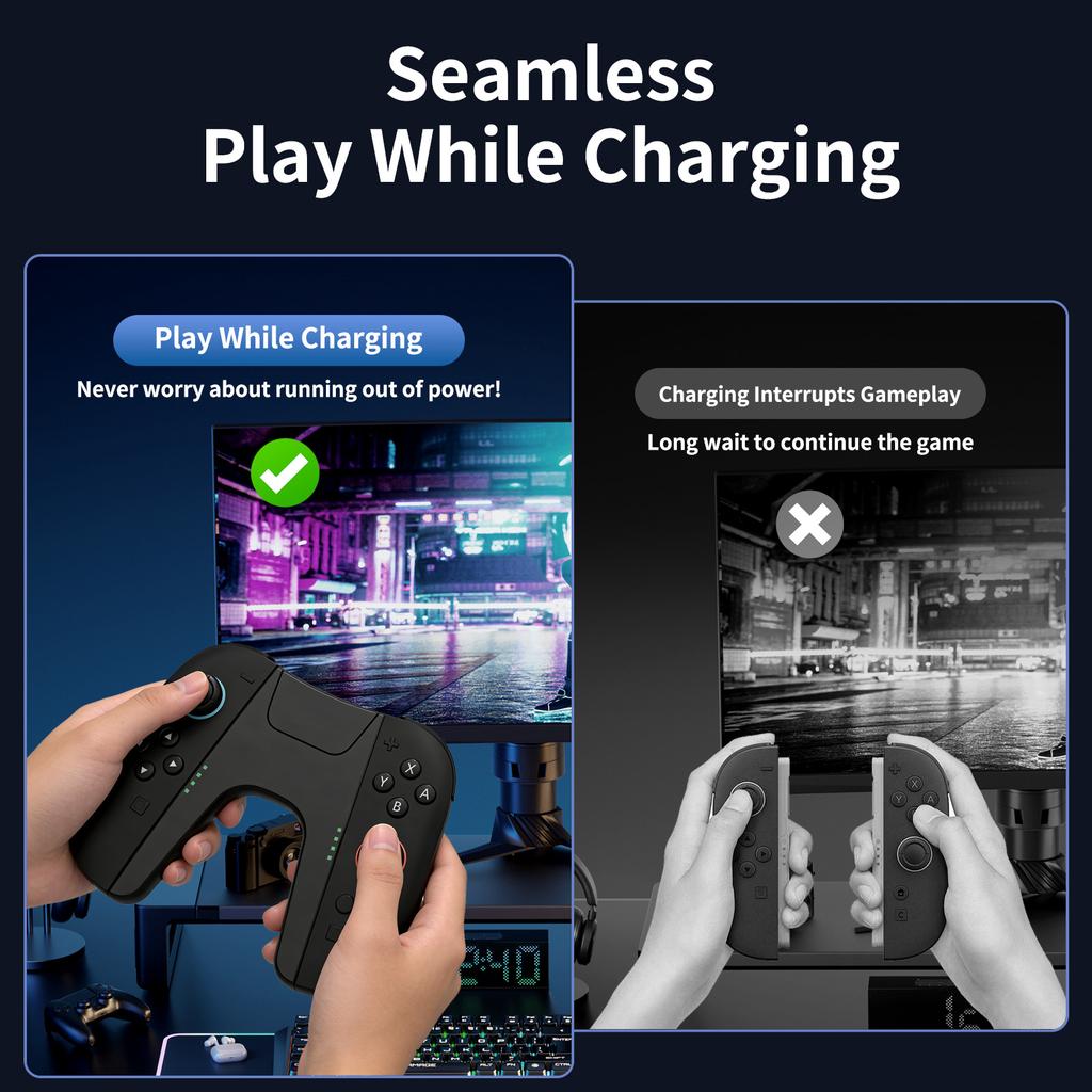 Charging Grip for Switch 2 Joy-Con Controller Type-C Dual Charging Handle with LED Indicator Grip for Switch 2 Accessories 5