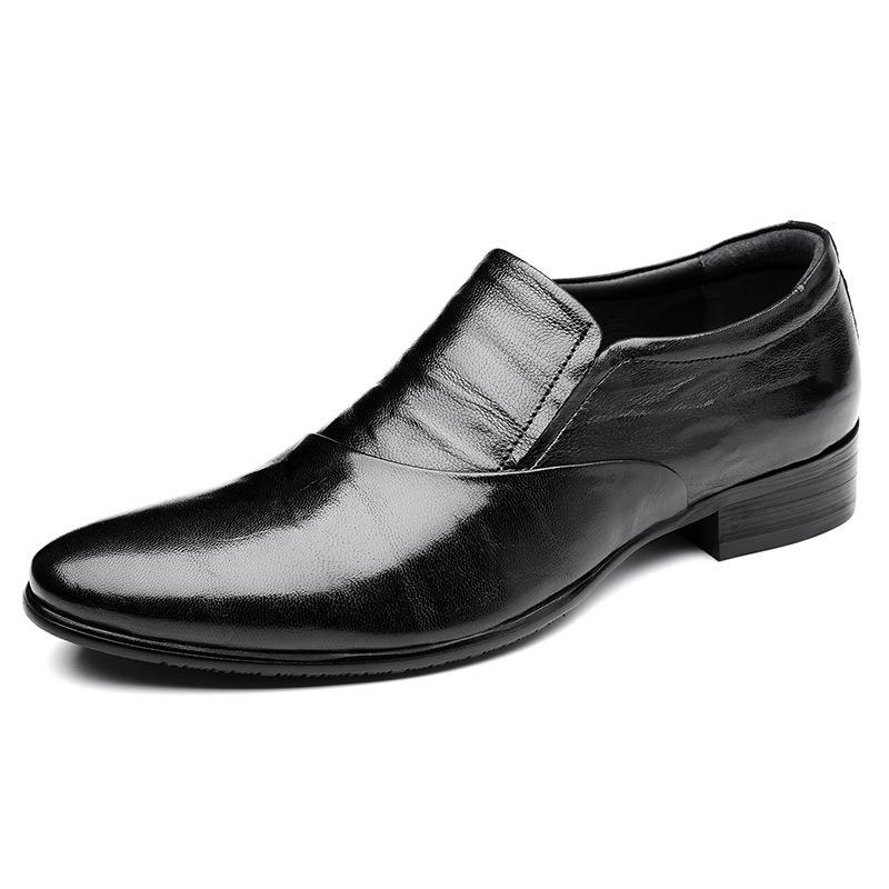 2026 New Low-heeled Business Shoes for Men Black Spring Summer Leather Shoes Male Fashion Casual Dress Shoe Man