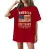 Women's Casual Fashion Round Neck Casual American Flag Print Short Sleeve T-Shirt Top