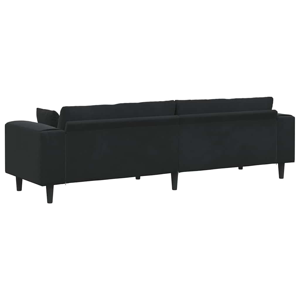 Black Sofa 250 X 77 X 76 Cm Velvet