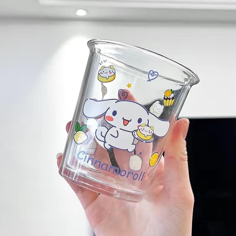 Hello Kitty INS Style Glass Cup: Cute Cat Girly Heart Design for Home, Office, Iced Drinks, and Coffee