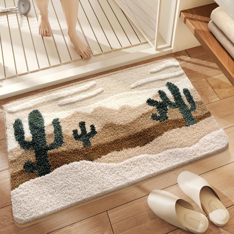 Cartoon Cactus Imitation Cashmere Rug Absorbent Non-Slip Bathroom Mat Bathtub Foot Mat Entrance Doormat Home Decor