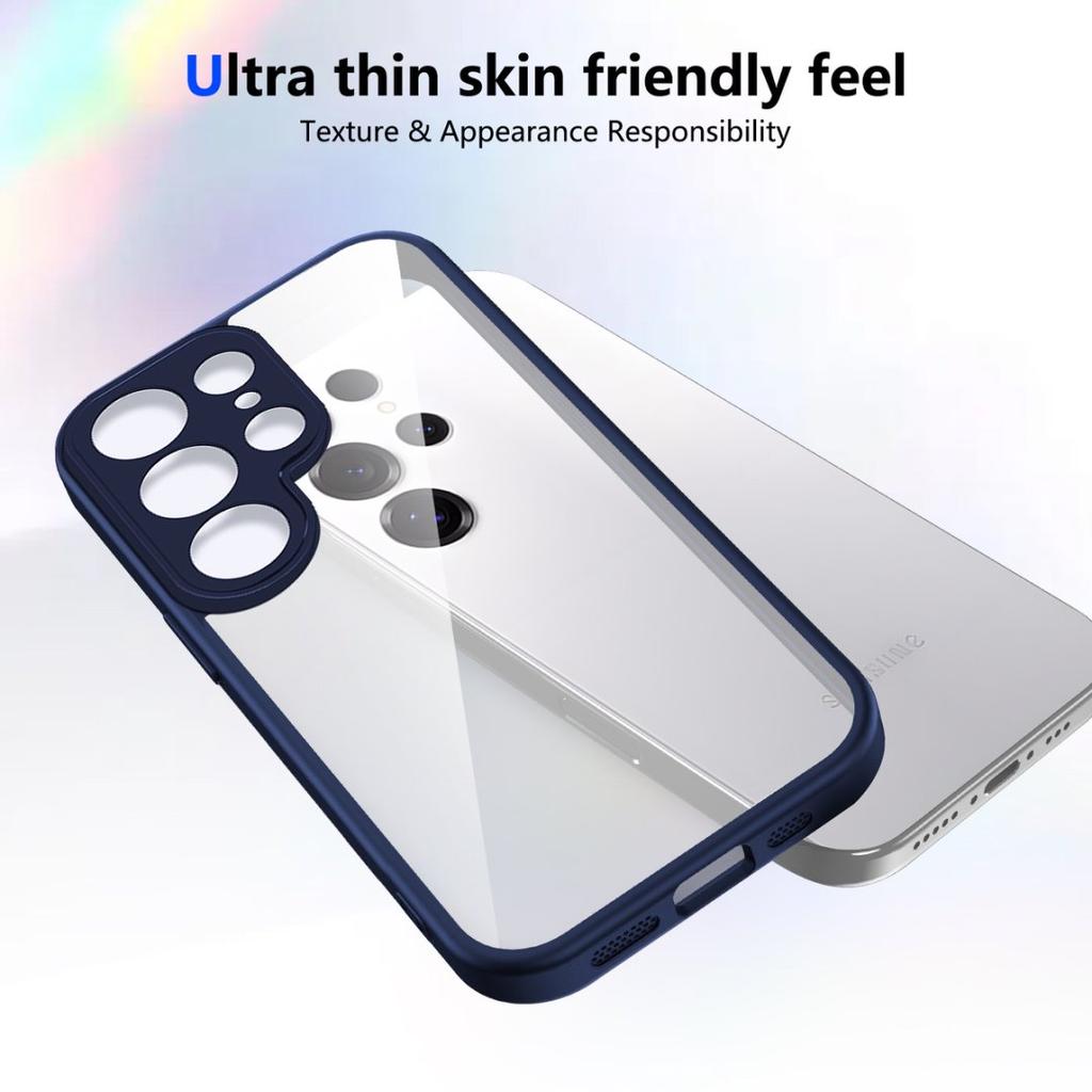 Clear Soft Frame Phone Case for Samsung Galaxy S25 S24 S23 S22 Plus Ultra S21 S20 FE Shockproof Protect Cover Hard Acrylic Shell