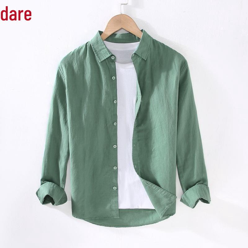 Men's Summer Linen Sun Protection Shirt Jacket - Thin, Long-Sleeved, Cotton/Linen Blend, Casual Outerwear Top