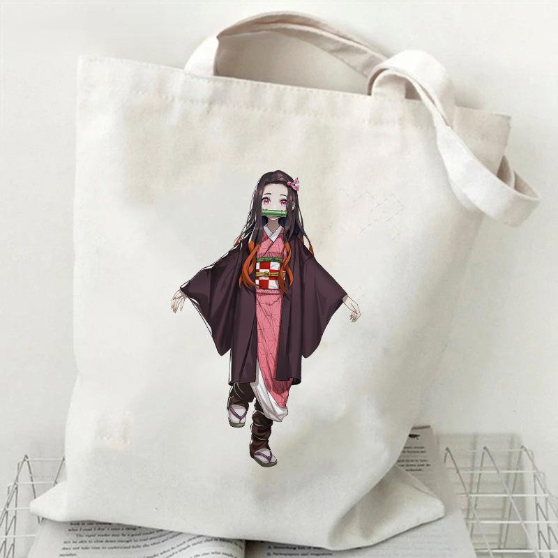 Japan cartoon comics Nezuko Kamado Demon Slayer Printed Canvas Bag Student Shoulder Bag Tote Bag 7550