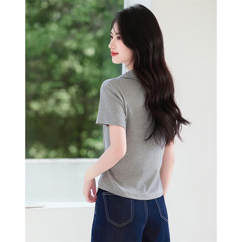 Women's Layered Polo Collar Short Sleeve T-Shirt