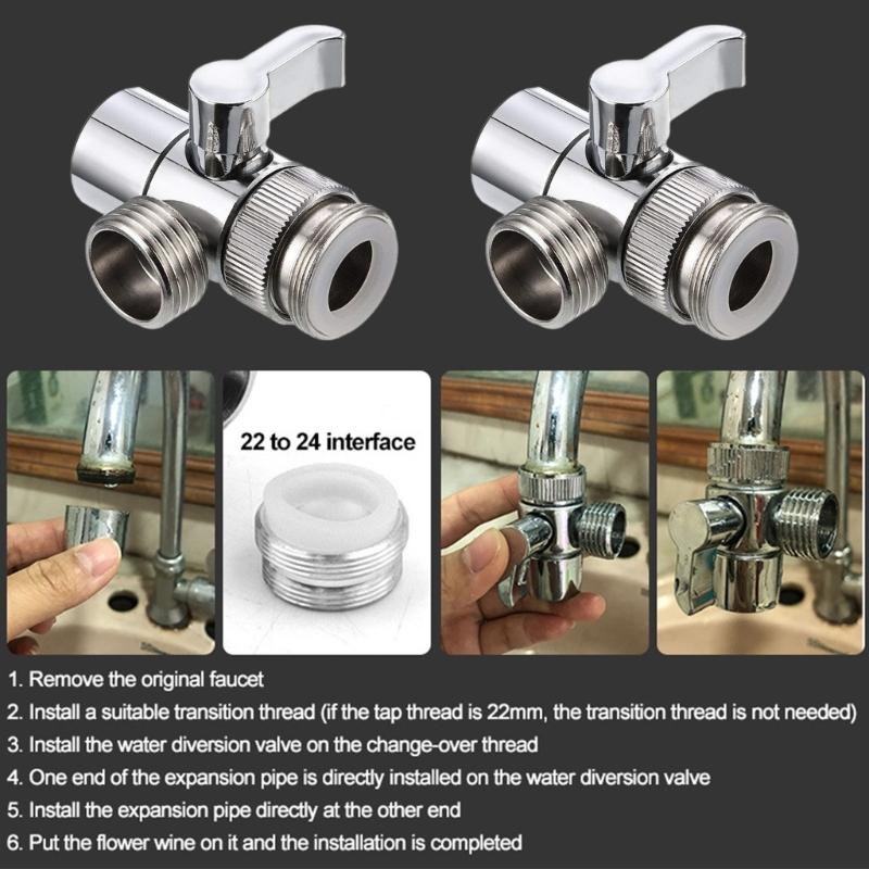 Upgrades Split Faucet Adapter with Double Function Two Way Tap Connector 360 Rotation  Sprayings for  Bathroom & Kitchen Use