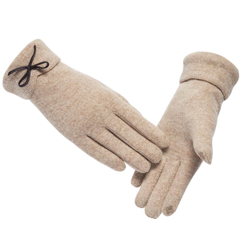 Gloves women's autumn and winter cute velvet thickened warm cashmere five fingers