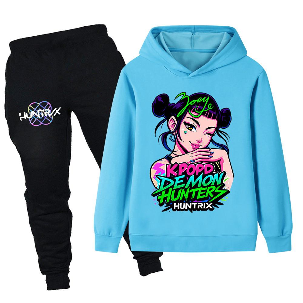 PB1214 Kinder Jungen Mädchen Kpop Mira Zoey Rumi Zoey Print Langarm Kapuzenpullover Hose Hosen Kleidung Sets