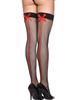 Black Fishnet Stockings Red Seams and Bows Mh4843 Bkr