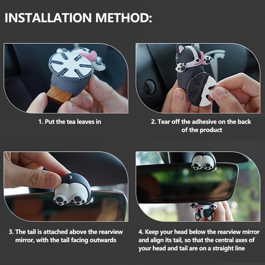 Car Rearview Mirror Shaking Head Puppy Pendant Air Freshener Aromatherapy Mini Cute Decoration Car Accessories Interior Perfume