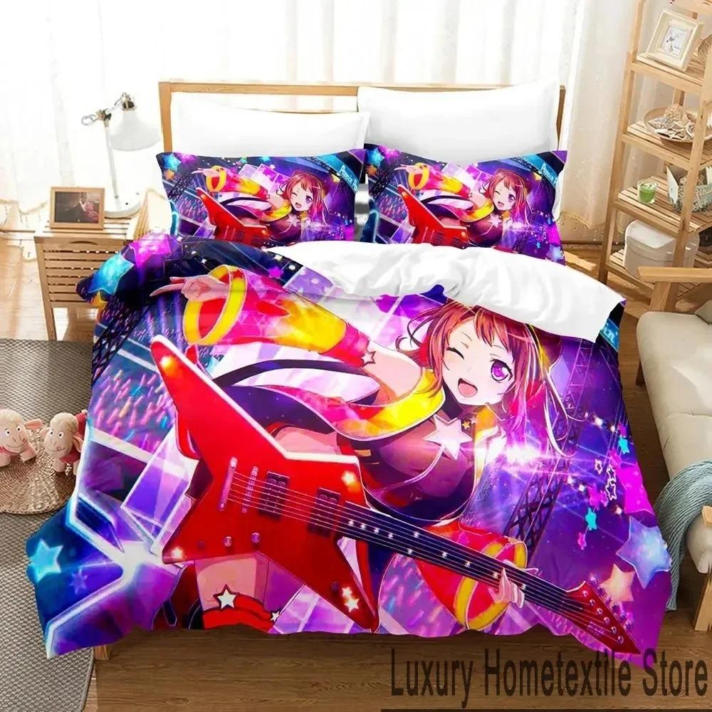 3D Print BanG Dream Anime Girls Band Party Bedding Set Boys Girls Twin Queen King Size Duvet Cover Pillowcase Bed Boys Adult