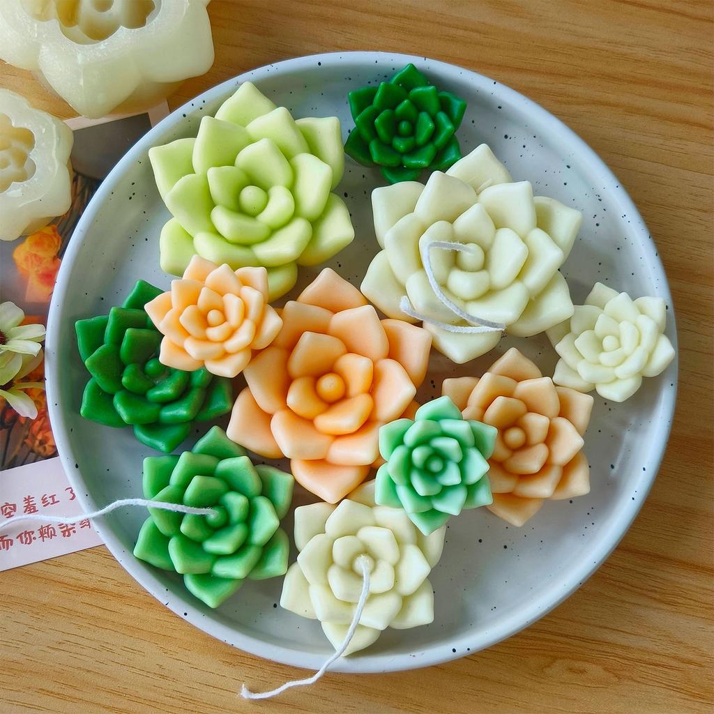 Succulent Plant Candle Gypsum Mold Nonstick Aromatherapys Silicone Molds Desktops Ornament Mold Home Decoration Molds