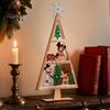 Holiday Party Table Centerpiece Wooden Tabletop Christmas Tree Decor, Hollow Xmas Ornament, Farmhouse Gift for Kids Desktop Home Decoration,