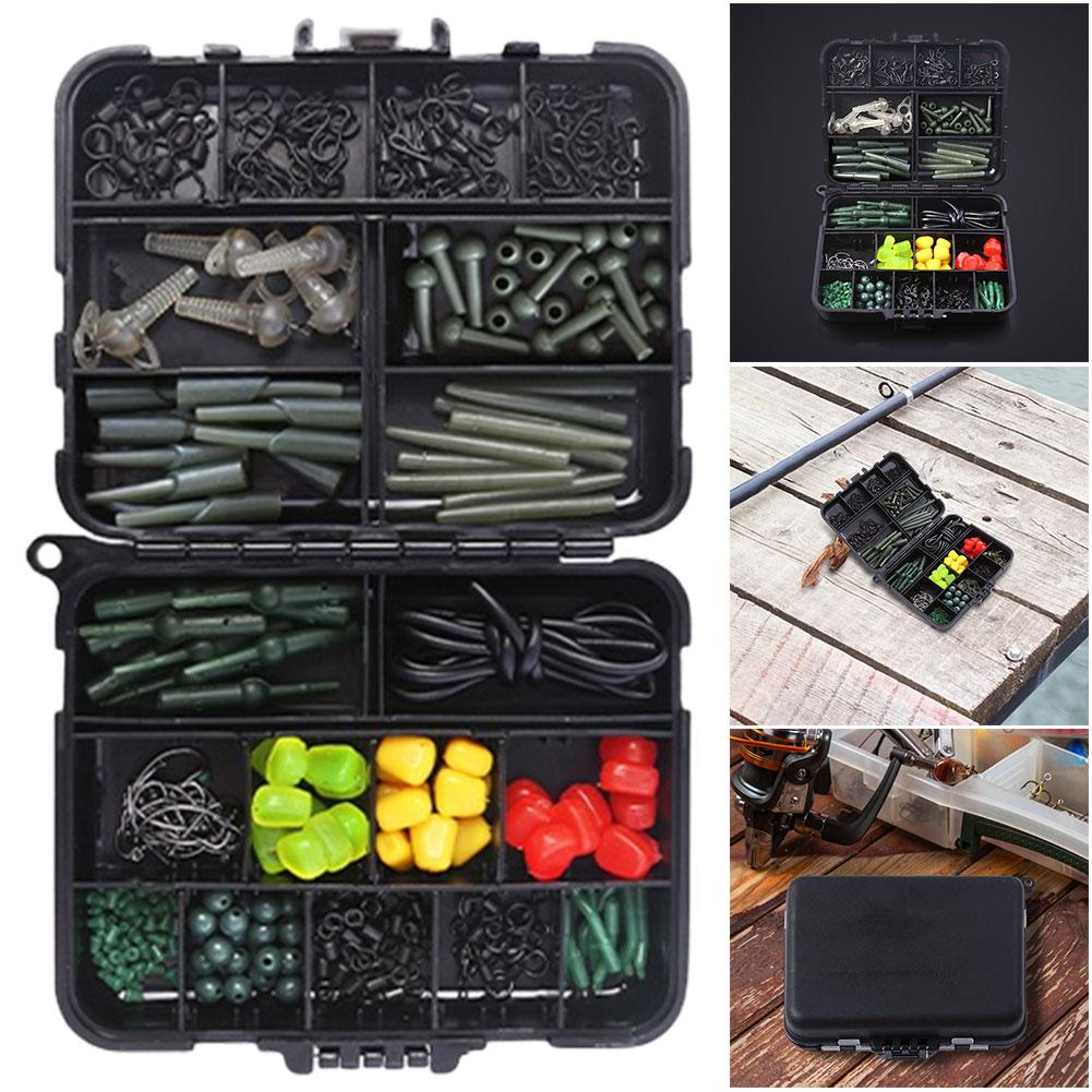271Pcs Carp Fishing Tackle Kit Carp Hooks Quick Change Swivels Sleeves Corns Fishing Gear Set for Carp Fishing Hair Rigs