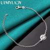 925 Sterling Silver Round Smiling Face 20cm Bracelet for Women Wedding Engagement Fashion Charm Jewelry