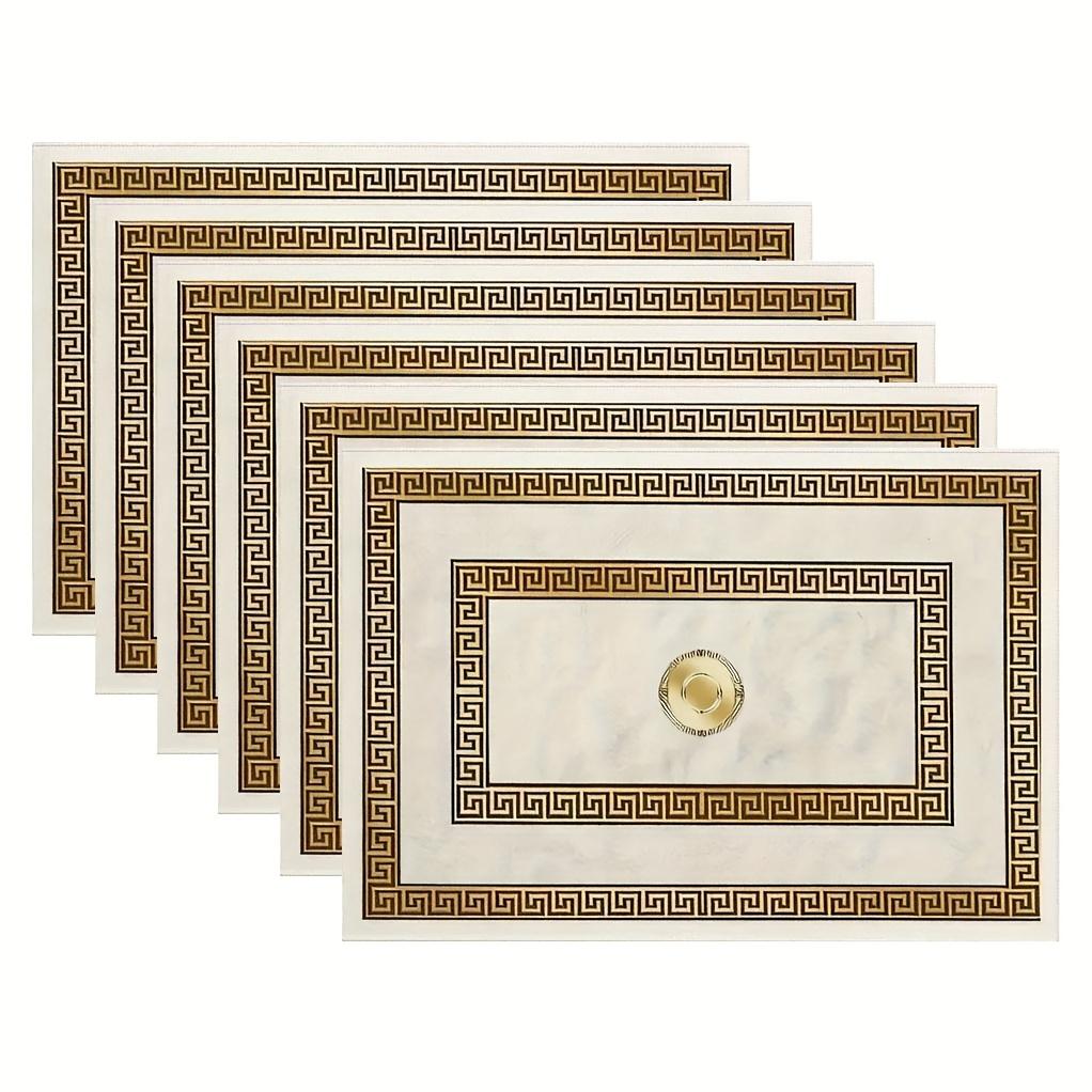 6er Set Moderne Luxus Europäischer Stil Goldenes Geometrisches Muster Tischsets, Saisonale Tägliche Feiertagsdekoration, Geeignet für Zuhause Küche Esszimmer
