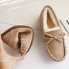 Mocassins plats chauds d'automne hiver pour femmes grandes tailles, chaussures de maternité pour mamans, doublure polaire, semelle souple, chaussures à nœud papillon
