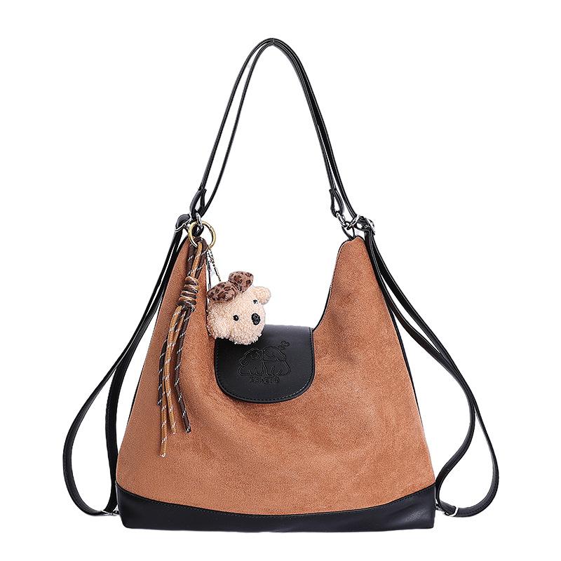 Autumn and winter retro suede women's backpack 2025 new large-capacity commuting backpack student class schoolbag