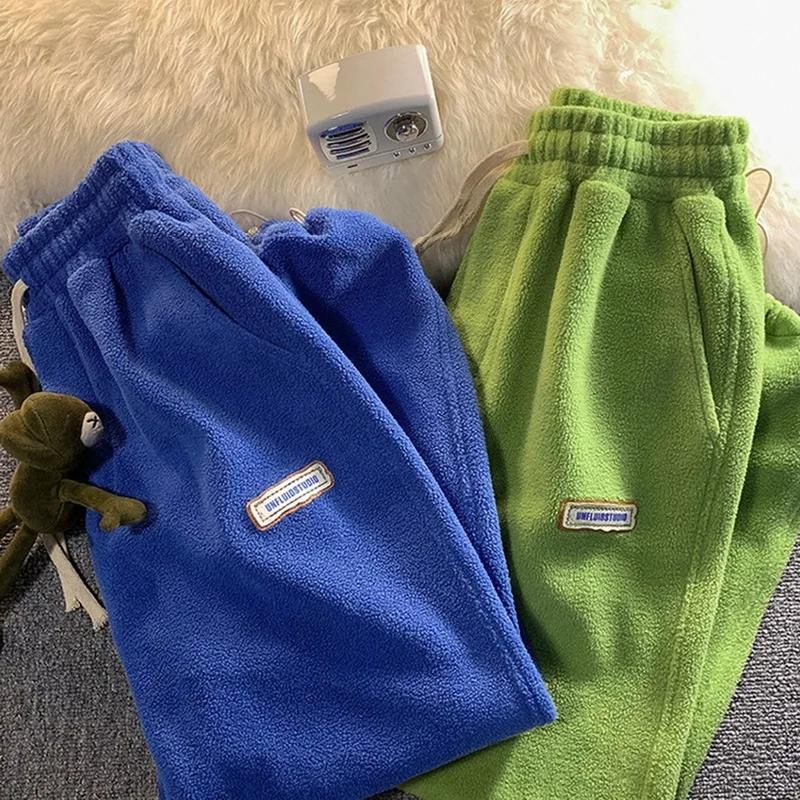 2024 Women Winter Fleece Thick Pants Outer Wear Thermal High Waist Sweatpants Warm Loose Soft Velvet Female SweatPants