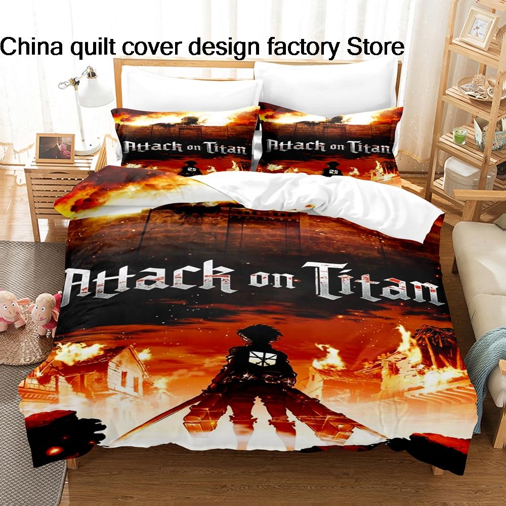 Hot Attack On Titan Bedding Set Single Twin Full Queen King Size Bed Set Kids Bedroom Duvetcover Sets Anime Attack On Titan2 Bed
