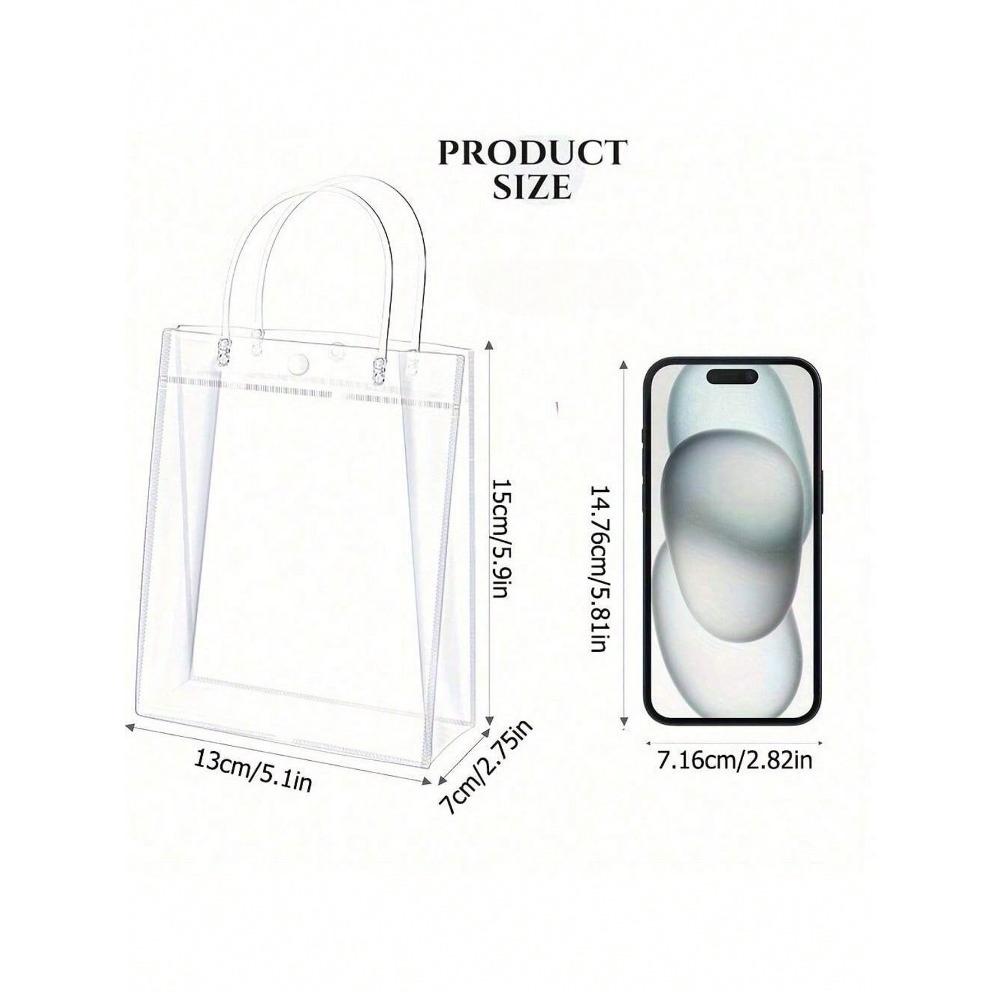 

1 шт. Пластиковые подарочные пакеты с ручками, Многоразовые прозрачные сумки-тоут из ПВХ на кнопке для Дня матери, Пасхи, Рождества, Свадьбы чистый