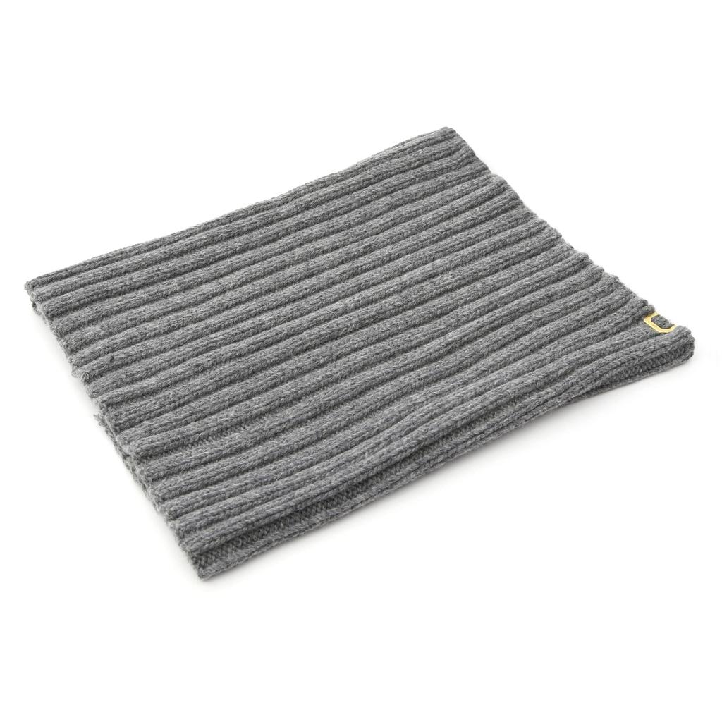 Gold Brass Label Unisex Autumn Winter Lambswool Mix Knit Warm Windproof Ribbed Scarf Korean Neck Gate [UNDERCONTROL] Women's (Gray)