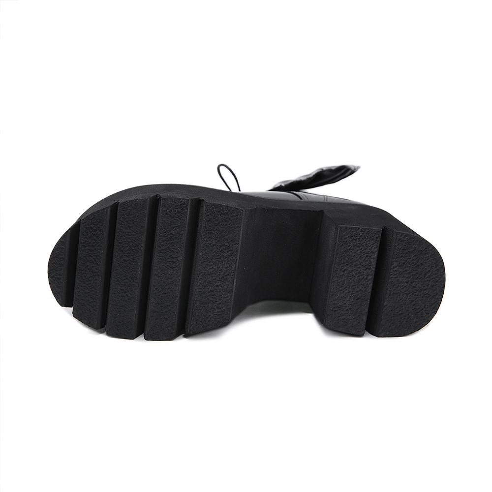 Gdgydh Women's Black Back Zipper Chunky Heel Boots Goth Style Lace Up Solid Color Platform Short Boots for Women Fashion Wing