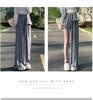 Plus Size Women's High-Waisted Wide-Leg Ice Silk Summer Pants with Split Drape and Sun Protection.