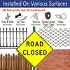 2D Flat 1pc, Road Closed Crossing Sign Zone Xing Funny Metal Sign Novelty Road Sign Wall Decoration Metal Plaque, for Outdoor Indoor, Fence Home