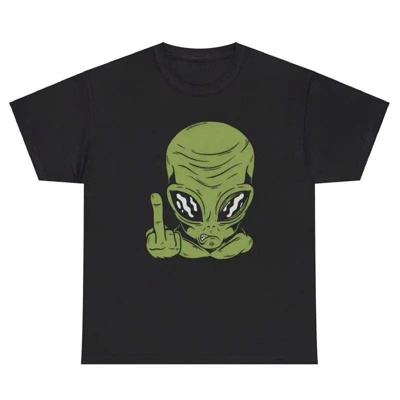 Alien Middle Finger T Shirt Funny Inappropriate Extraterrestrial Lover Humor Tee
