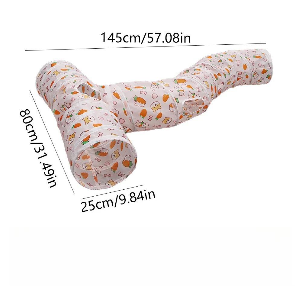 Foldable Pet Tunnel for Cat Dog Interactive Play Tent with Carrot Design Durable Cat Tunnel for Indoor/Outdoor Use Pet Playhouse