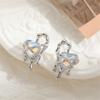 Creative Cute Heart Stud Earrings for Women Bound Tearful Crystal Love Earrings New Fashion Korean Statement Jewelry Gift