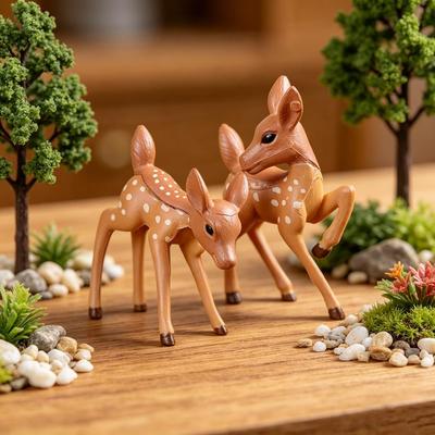 2 teile/satz Künstliche Mini Sika Deer Fee Garten Miniaturen Zwerge Moos Terrarien Harz Handwerk Figuren Für Home Dekoration