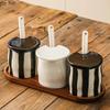 Striped Ceramic Seasoning Jar Kitchenware Spice Jar Salt Shaker Storage Tank Seasoning Box Condiment Bottle Spice Container